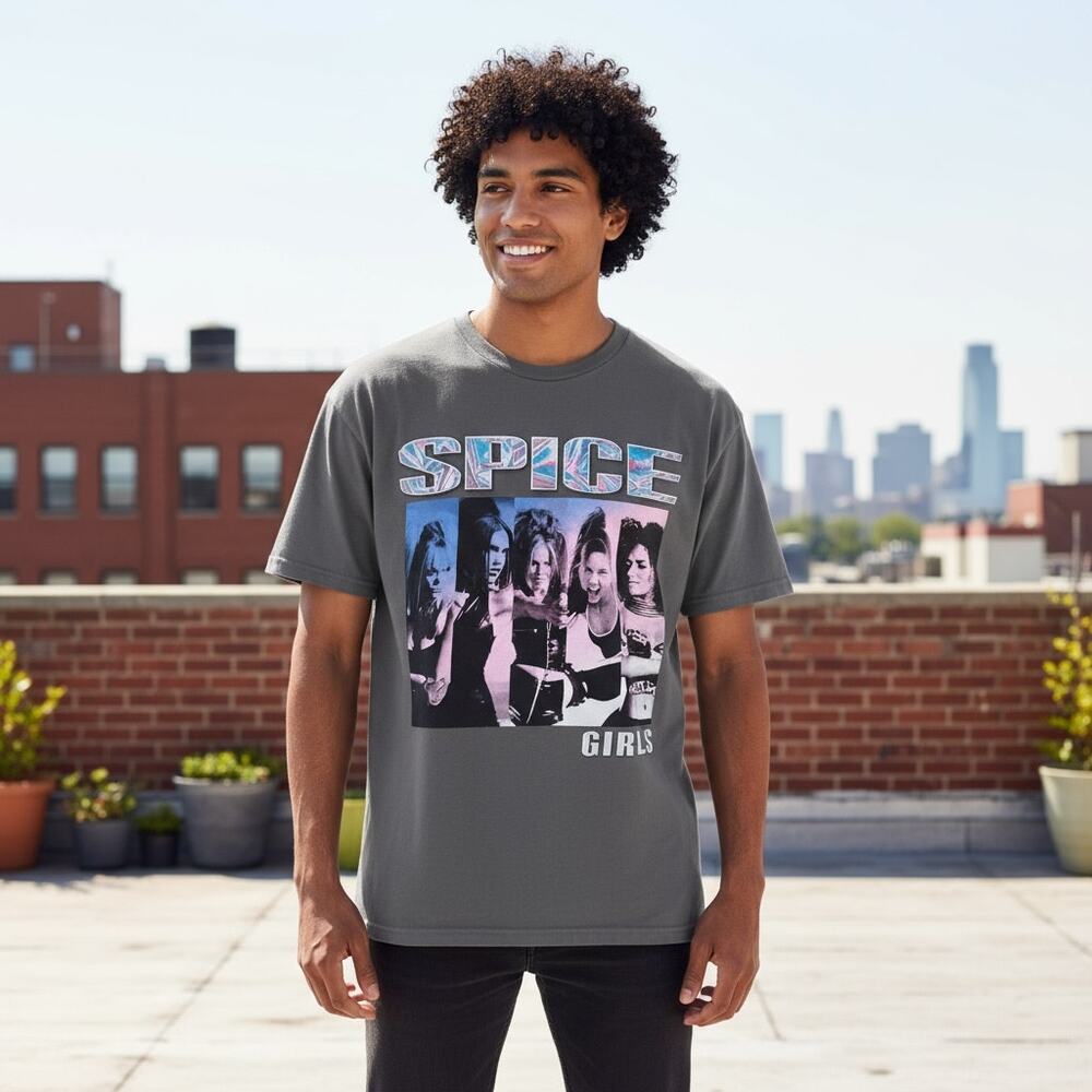 Spice Girls XS Graphic Tee Gray Band Pop Music 2000s Retro Short Sleeve T-shirt